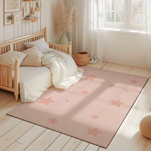 Tapis De Jeu Étoiles Rose 85x130cm