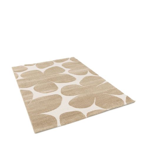 Tapis Contemporain Floral En Relief - 200x290cm Beige Polypropylène