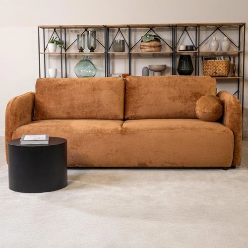 Canapé Droit Convertible 3 Places En Tissu Orange