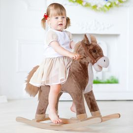Cheval à bascule cowboy selle grand confort bois peuplier marron