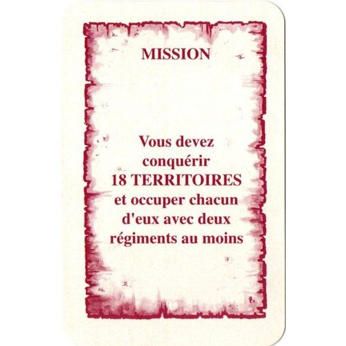 Carte Vous Devez Conquérir 18 Territoires Pour Completer Votre Jeu Risk La Conquète Du Monde.