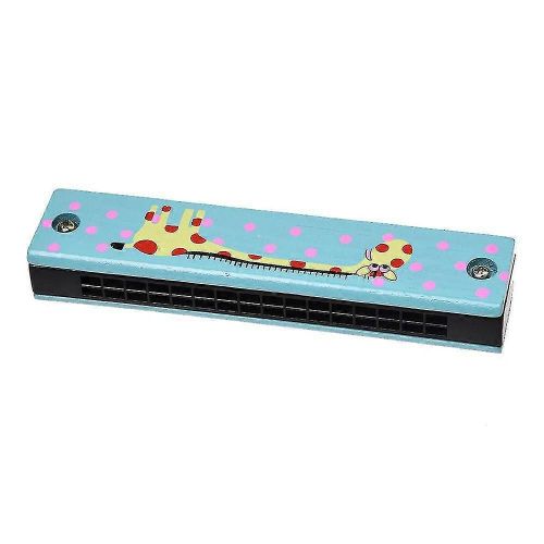 Motif Girafe En Bois Dual Series 32 Trou Harmonica Enfant Bleu