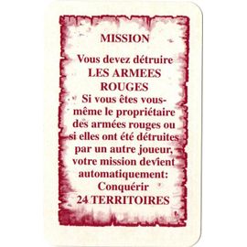 Carte Vous Devez Détruire Les Armées Rouges Pour Completer Votre Jeu Risk La Conquète Du Monde.