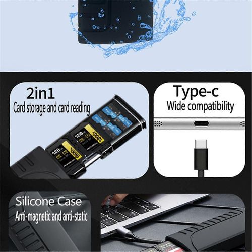 -10 Lecteur de carte SD haute vitesse USB 3.1 Type-C SD/TF/SIM Étui de transport pour appareils photo,smartphones,