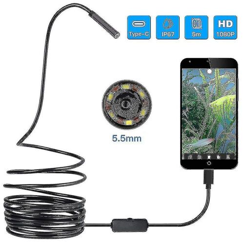 Endoscope Usb 3 en 1 Endoscope 5.5mm Ultra Mince Étanche Inspection Serpent Caméra Micro Usb Et Type C
