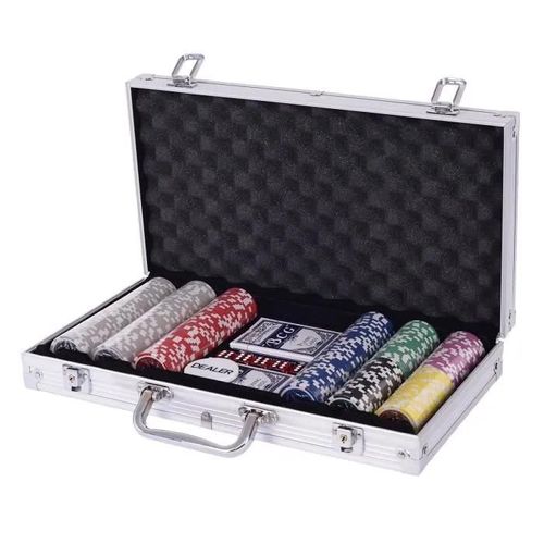 Set De Poker 300 Jetons Laser Professionnel En Aluminium Malette Poker Avec 2 Jeux De 54 Cartes Coffret Poker Argent