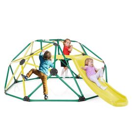 Costway Dome Escalade Exterieur Avec Toboggan Charge Max.: 181,5 Kg Structure En Metal Pour Enfants 3-10 Ans Vert