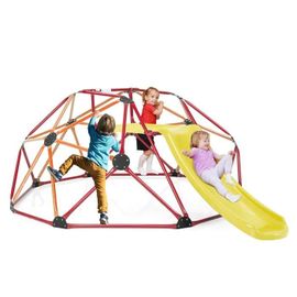 Costway Dome Escalade Exterieur Avec Toboggan Charge Max.: 181,5 Kg Structure En Metal Pour Enfants 3-10 Ans Orange