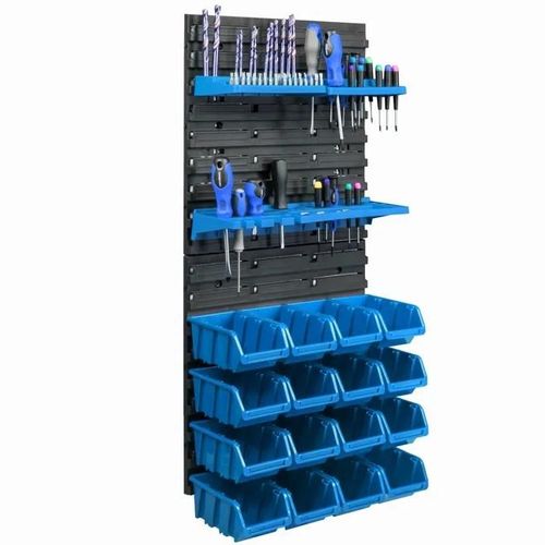 Étagère Murale 39 X 78 Cm Avec 16 Pcs Boîte Bleue Ensemble Porte-Outils V1