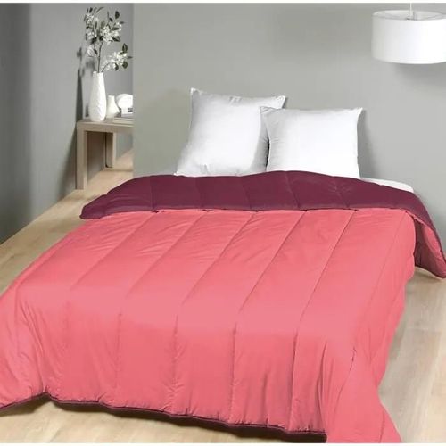 Couette Bicolore Bordeau/Corail - 1 Personne - Ultra Legere - Mortreux