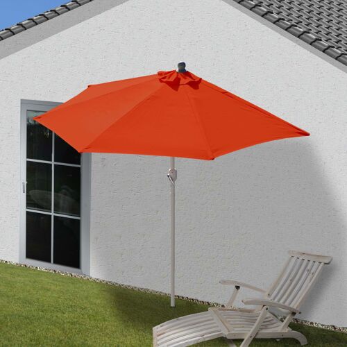 Demi-Parasol Aluminium Parla Pour Balcon Ou Terrasse, Ip 50+, 285cm   Terracotta Sans Pied