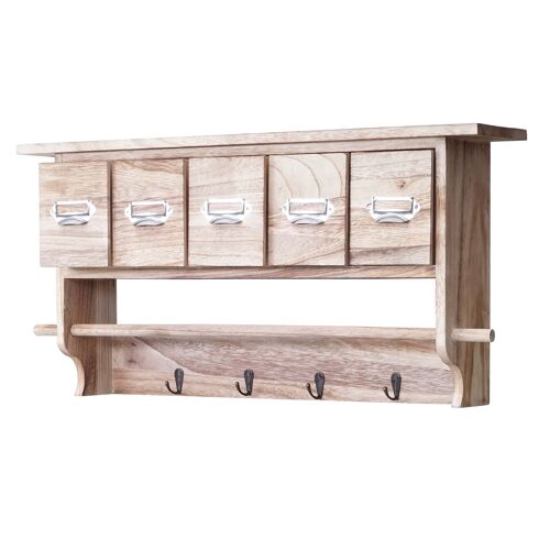 Étagère de cuisine HWC-C49, étagère de ménage, vintage avec 5 tiroirs, 32x65x13cm   nature