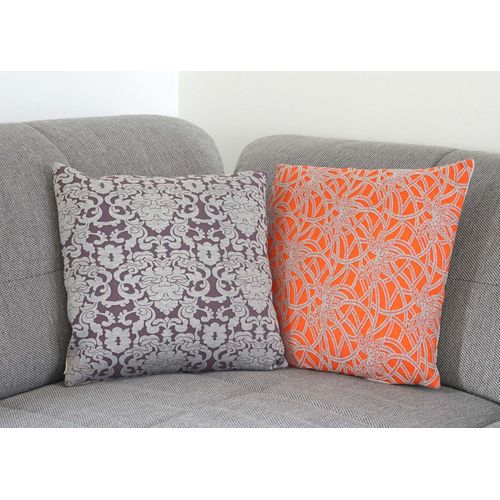 Lot De 2 Coussins De Décoration Baroque + Fleurs, Coussins Avec Bourrage 45x45cm