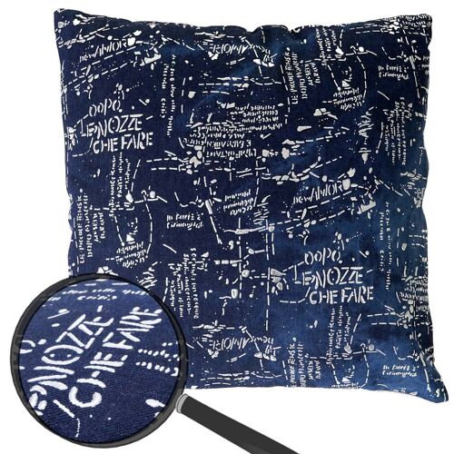 Coussin De Décoration, Écriture, Coussin Avec Bourrage, Bleu, Aspect Brillant, 45x45cm