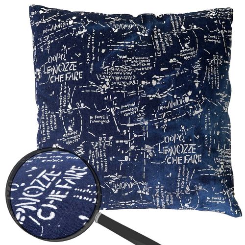 Coussin De Décoration, Écriture, Coussin Avec Bourrage, Bleu, Aspect Brillant, 45x45cm
