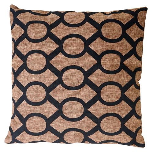 Coussin De Décoration, Cercles, Coussin Avec Bourrage, Marron / Noir, 45x45cm