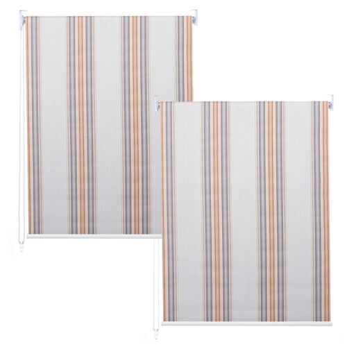 Lot De 2 Stores À Enroulement Hwc-D52, Store À Enroulement Latéral, 120x230cm Protection Solaire Opaque   Gris/Brun/Orange