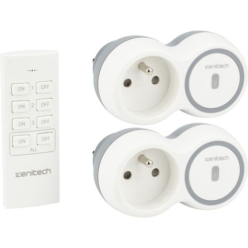 Pack de 2 prises 2300W + télécommande - Blanc - Bolea - Zenitech