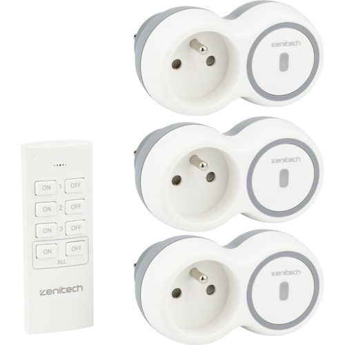 Pack de 3 prises 2300W + télécommande - Blanc - Bolea - Zenitech