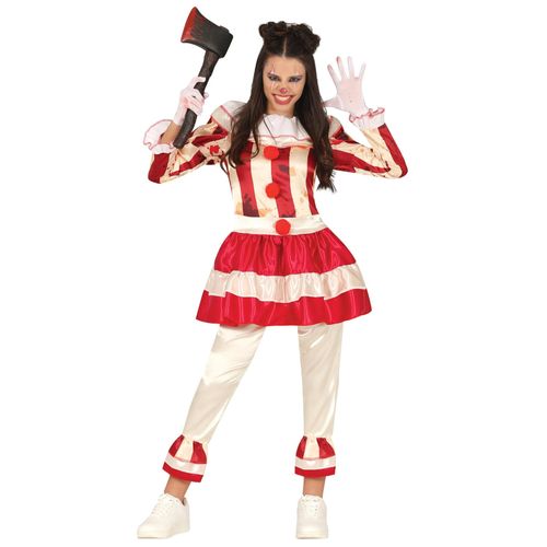 Déguisement Clown Terrifiante Rouge Et Blanc Adolescente - Taille: 14-16 Ans
