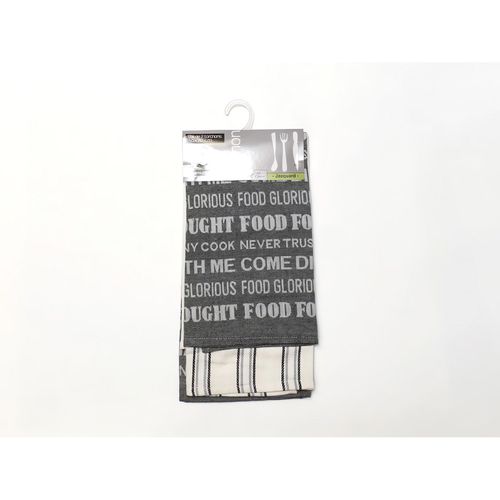 Lot De 2 Torchons En Coton Food Gris, Jacquard 50x70 Cm