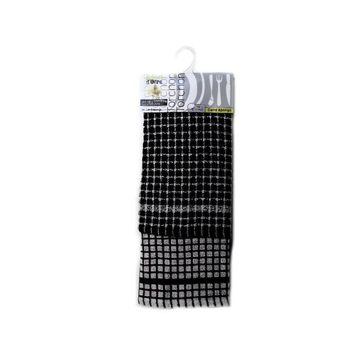 Lot De 2 Torchons Carre Eponge Noir