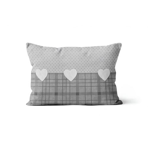 Coussin Déhoussable Pur Coton 32x50 Cm Love Gris, Par Soleil D'ocre