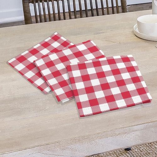 Lot De 3 Serviettes En Coton 45x45 Cm Vichy, Par Soleil D'ocre