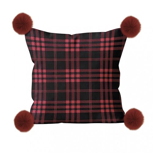 Coussin En Polaire Microfibre 45x45 Cm Carreaux Tartan, Par Soleil D'ocre