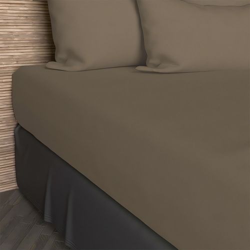 Drap Housse 140x190 Cm En Coton 57 Fils Soleil D'ocre Taupe