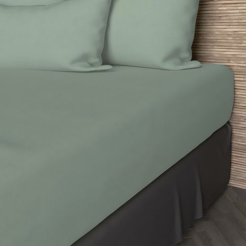 Drap Housse En Coton 57 Fils 180x200 Cm Uni Vert D'eau, Par Soleil D'ocre