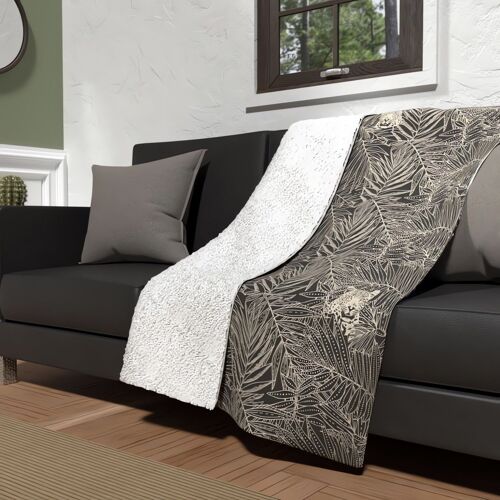 Plaid Polaire Microfibre Doublé Sherpa 120x160 Cm Safari, Par Soleil D'ocre