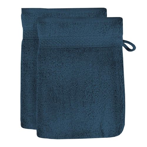 Lot De 2 Gants De Toilette En Coton 500 Gr/M2 Lagune Bleu Canard, Par Soleil D'ocre