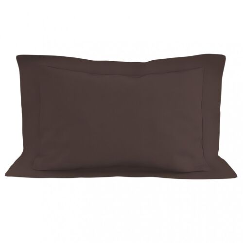 Taie D'oreiller En Coton 57 Fils 50x70 Cm Uni Brun, Par Soleil D'ocre