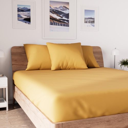 Drap Housse En Coton 140x190 Cm Jersey Moutarde, Par Soleil D'ocre