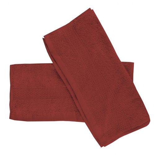 Lot De 2 Serviettes Invités En Coton 500 Gr/M2 30x40 Cm Lagune Brique, Par Soleil D'ocre
