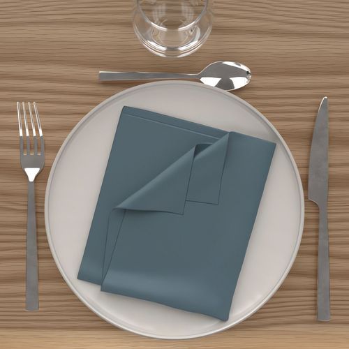 Lot De 3 Serviettes De Table 40x40 Cm Alix Bleu Celadon, Par Soleil D'ocre
