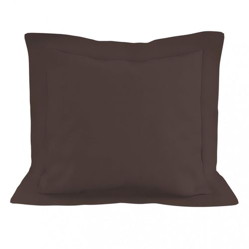 Taie D'oreiller En Coton 57 Fils 63x63 Cm Uni Brun, Par Soleil D'ocre