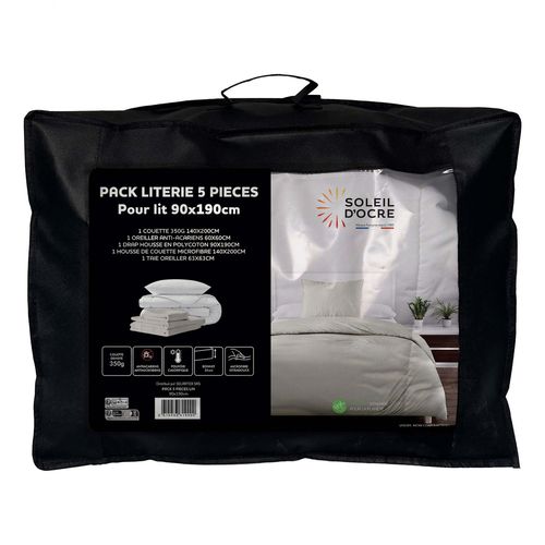 Ensemble Couette Et Parure 5 Pièces Boheme Lin Pour Lit En 90x190 Cm, Par Soleil D'ocre