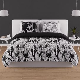 Parure Housse De Couette En Coton 57 Fils 260x240 Cm Tigre Noir, Par Soleil D'ocre
