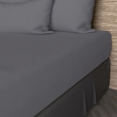 Drap Housse En Coton 57 Fils 140x190 Cm Uni Gris, Par Soleil D'ocre