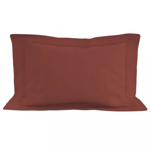 Taie D'oreiller En Coton 57 Fils 50x70 Cm Uni Brique, Par Soleil D'ocre