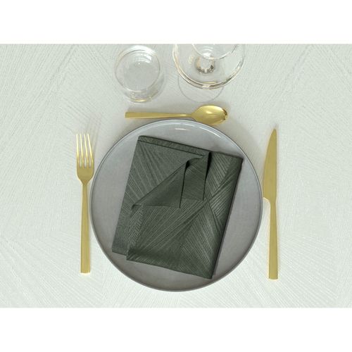 Lot De 3 Serviettes 45x45 Cm Luxury Vert, Par Soleil D'ocre