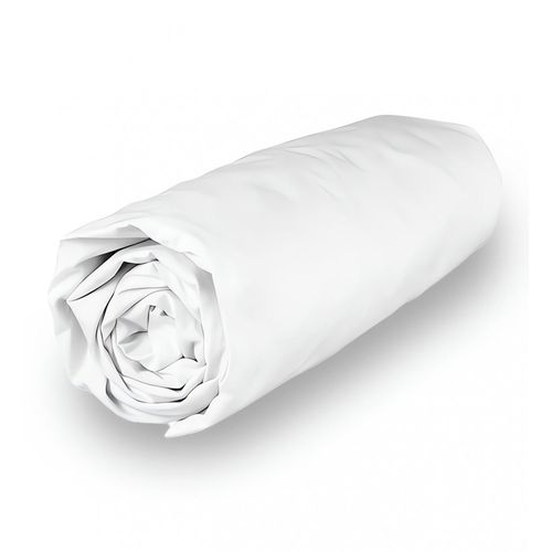 Drap Housse En Coton 140x190 Cm Percale Blanc, Par Soleil D'ocre
