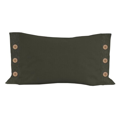 Coussin Décoratif Lin Coton 32x50 Cm Lino Kaki, Par Soleil D'ocre