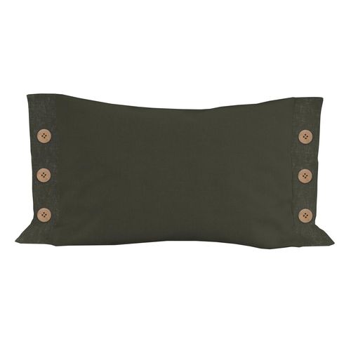 Coussin Décoratif Lin Coton 32x50 Cm Lino Kaki, Par Soleil D'ocre