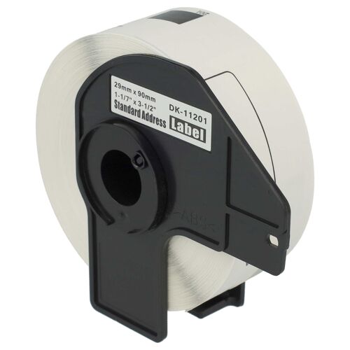 vhbw Rouleau d'étiquettes + support 29mm x 90mm (400 étiquettes) compatible avec Brother PT QL-710W, QL-700, QL-710 étiqueteuse blanc