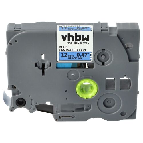 vhbw Ruban compatible avec Brother PT E300VP, GL-100, H100, H100LB, H100L imprimante d'étiquettes 8m x 12mm Noir sur Bleu, plastique
