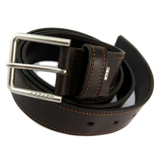 Promotion ! Ceinture Cuir 'azzaro' Marron - 35 Mm
