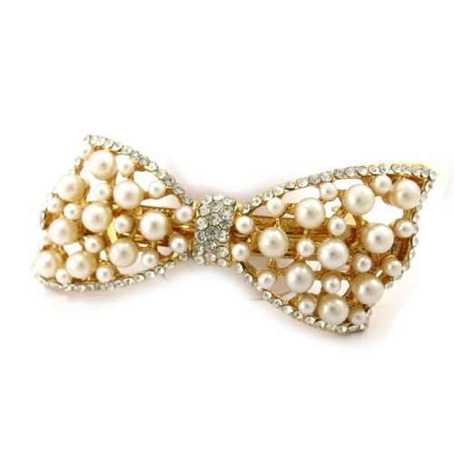 Promotion ! Barrette Créateur 'arégonde' Blanc Argenté - 75x30 Mm